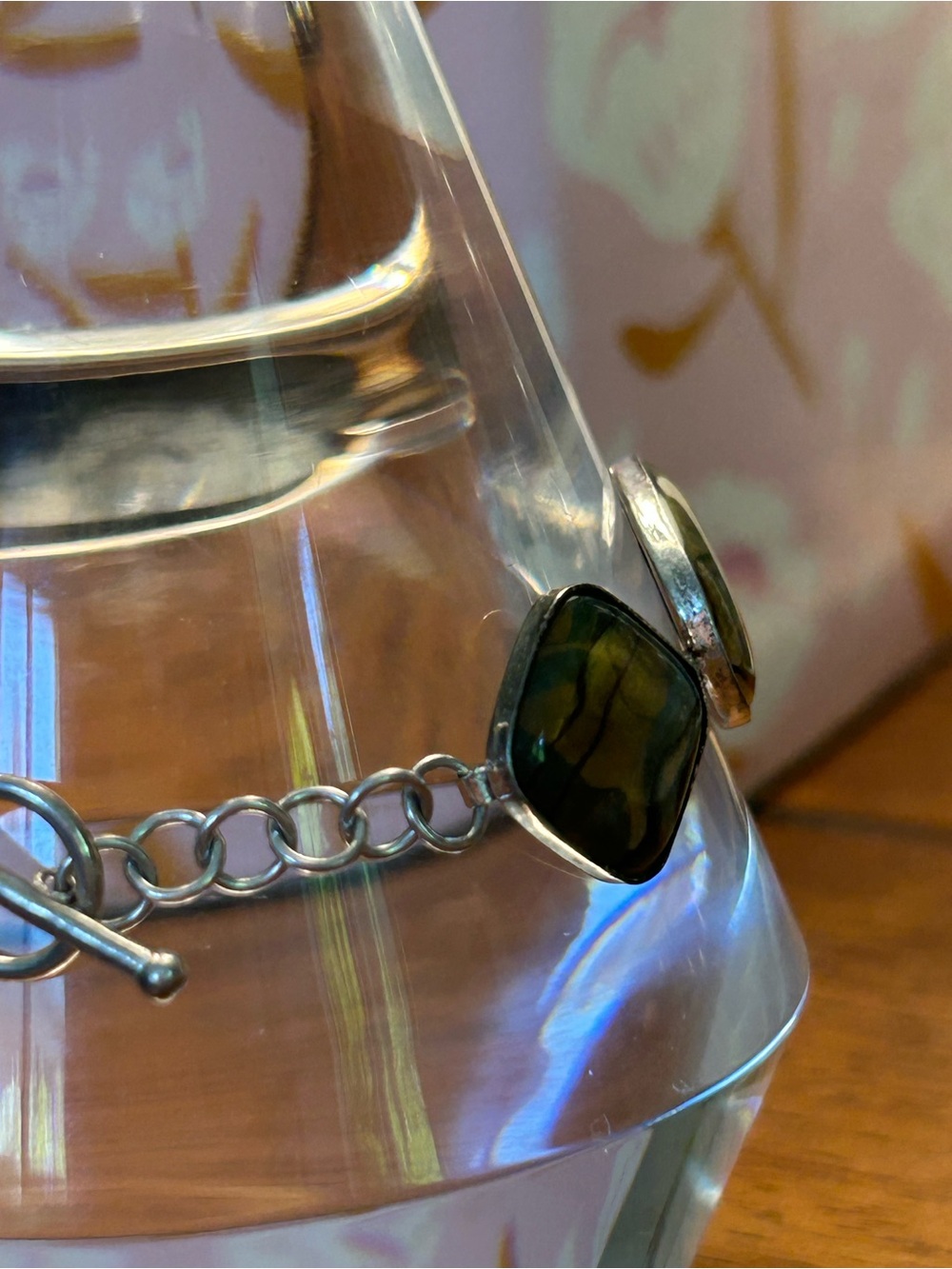 Vintage Lucas Lameth Sterling Silver and abalone link bracelet - Picture 4 of 8